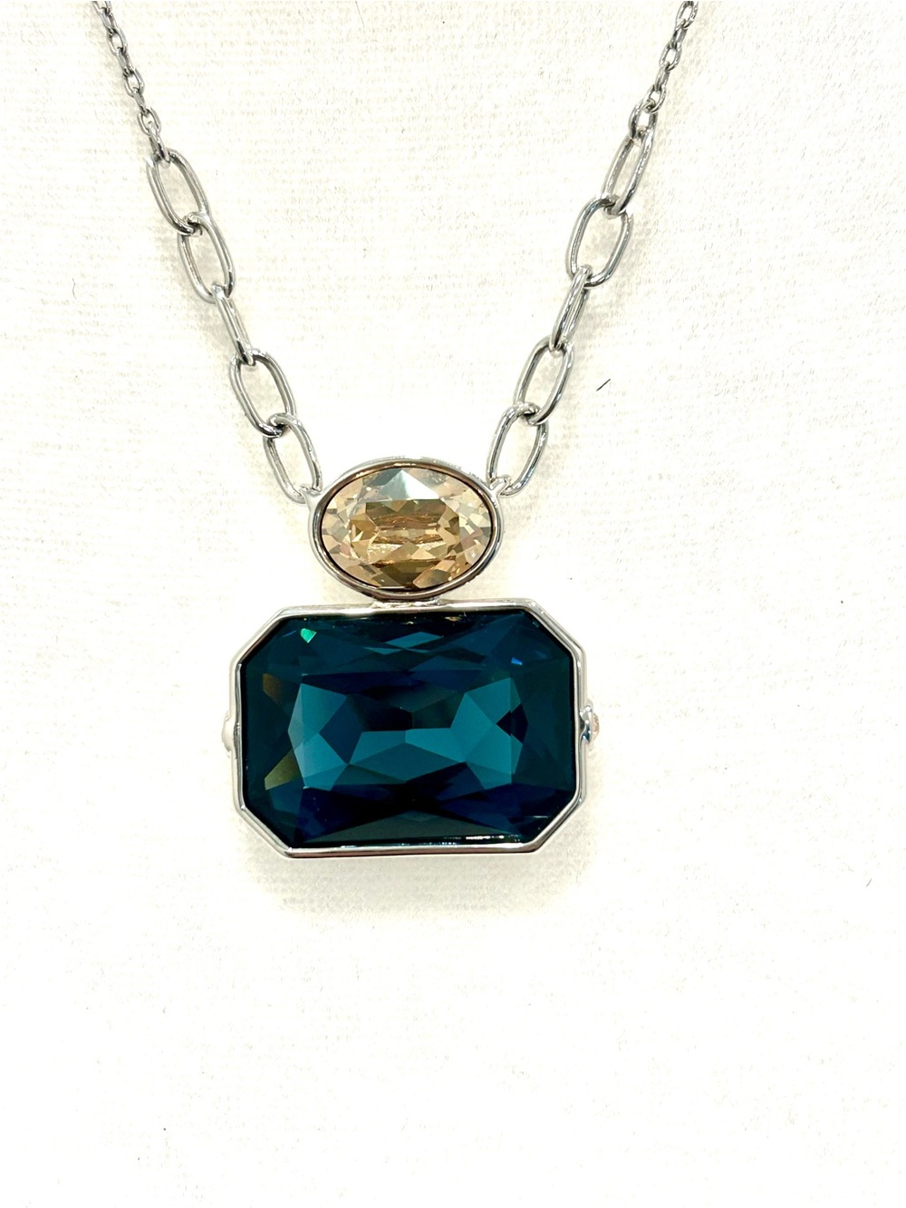 Blue & Champagne Crystal Pendant Necklace - Women Jewelry